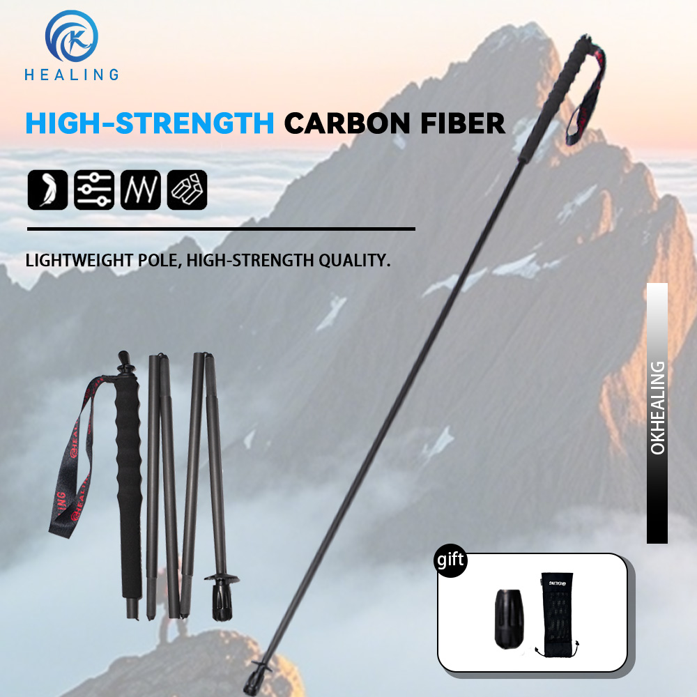 Trekking Pole Carbon - OKHEALING 110 г Ультралегкие 5-секционные складные