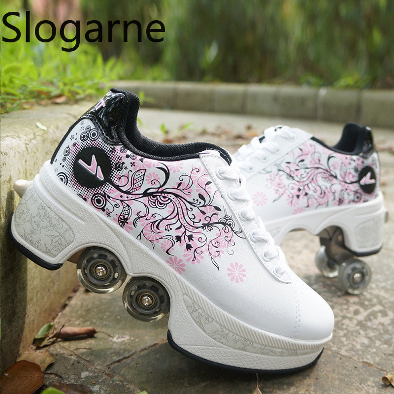 Running Shoes Women - Женские 4-колесные деформирующие роликовые коньки, мужские