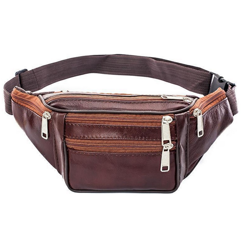 Running Belt - Кожаная мужская поясная нагрудная сумка, тонкая